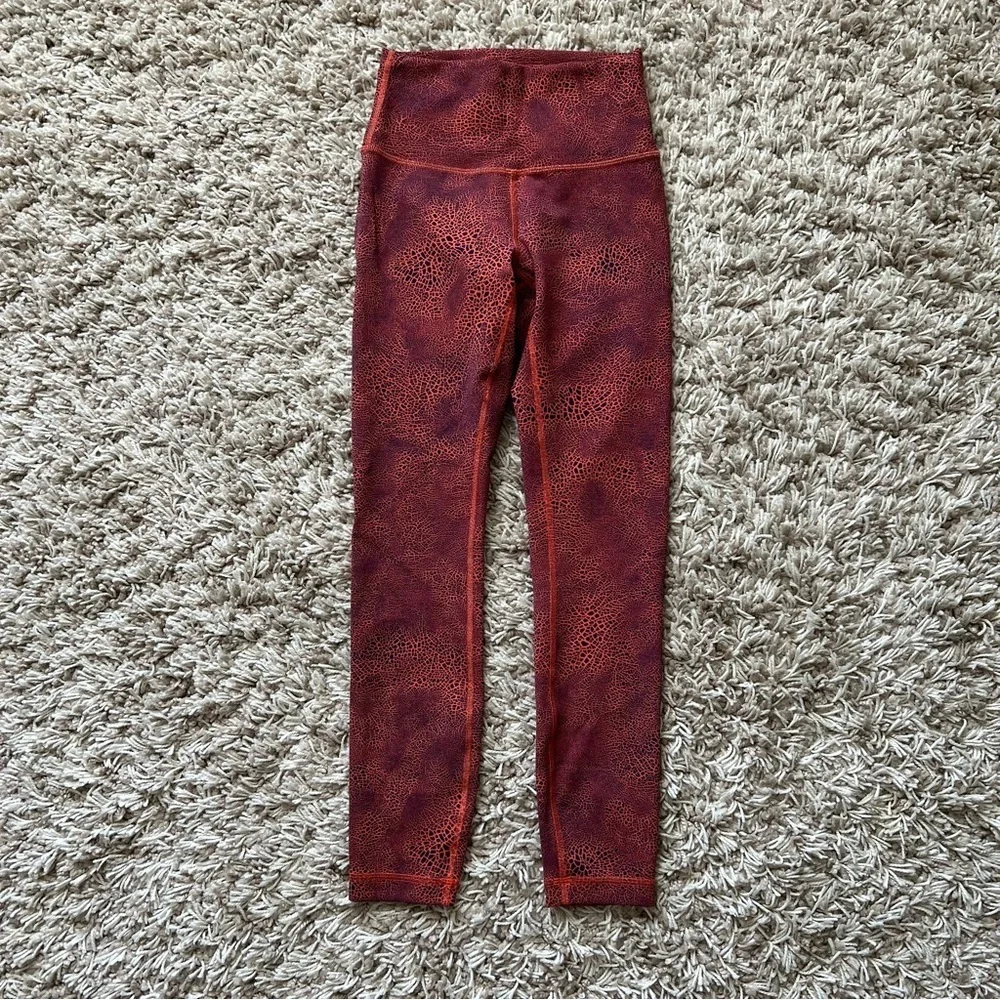 Lululemon - Wunder Train High-Rise Tight - Crackle Glaze Vintage Orange Larkspur